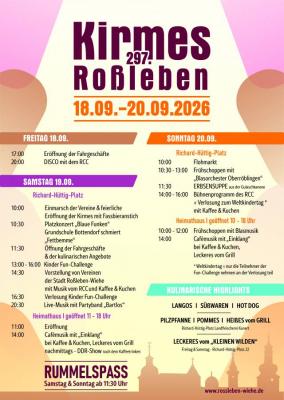 Programm zur Kirmes Roßleben